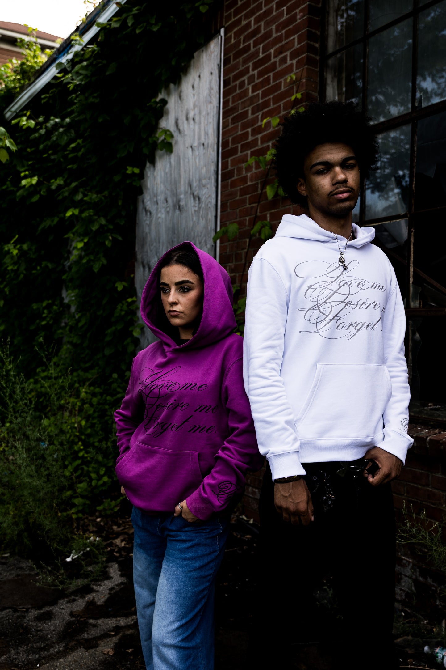 White Desire Hoodie w/gray cursive