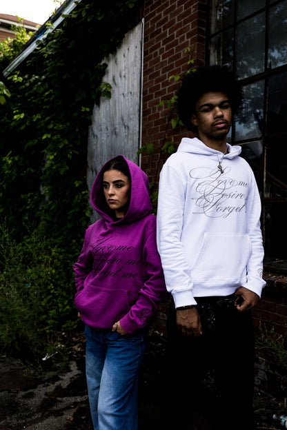 White Desire Hoodie w/gray cursive