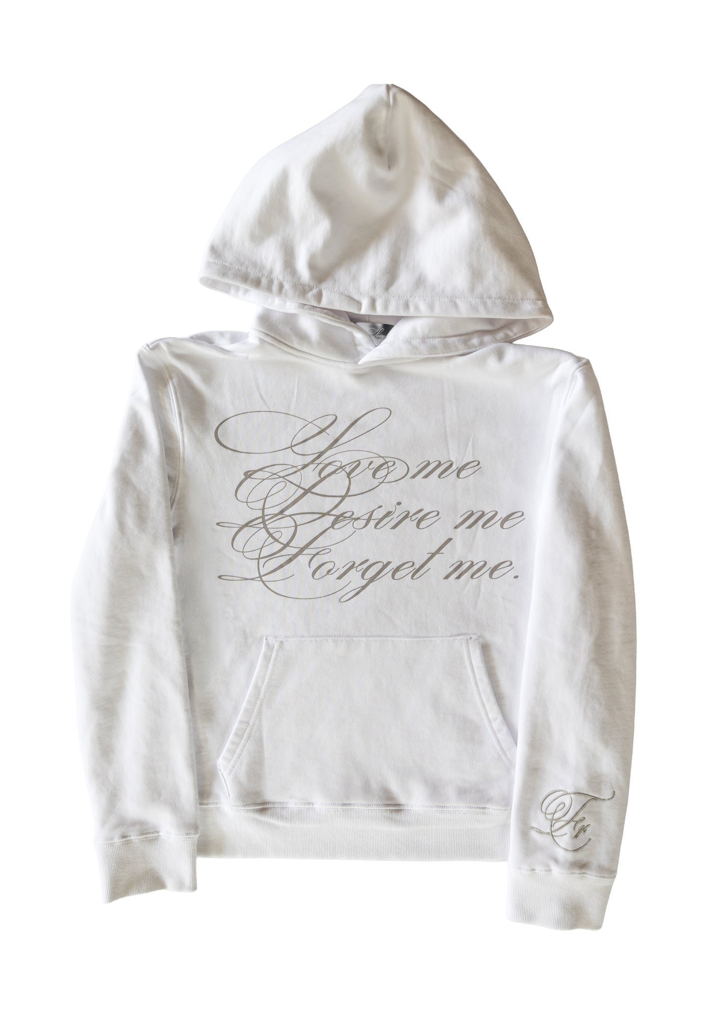 White Desire Hoodie w/gray cursive