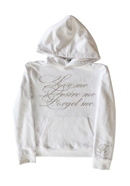 White Desire Hoodie w/gray cursive