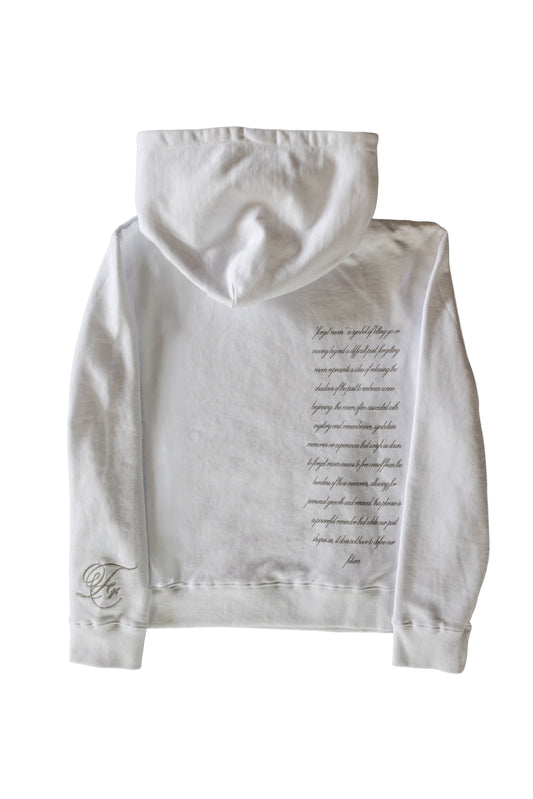 White Desire Hoodie w/gray cursive